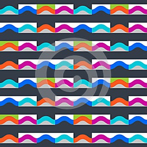 Waves geometric seamless pattern. Simple motif background. Color