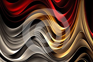 Waves graphic golden silver red silk drape curves