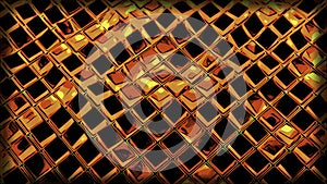 Waves with grid or cubes. Design. Black 3d cubes move in waves with grid. Black cubes oscillate and create effect of