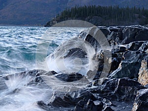 Waves Hitting Kluane Lake Shore