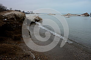 Waves and Icebergs along Kenosha Wisconsin and Lake Michigan