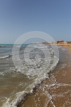 Waves La Mata beach Spain near Torrevieja