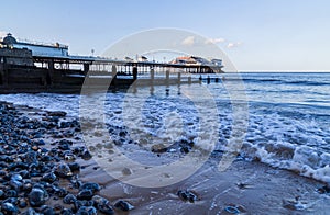 Waves lap the beach at Cromer