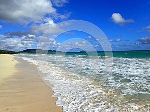 Waves lap on shore of Waimanalo Beach