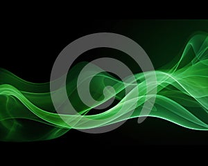 Waves of light are green wavy movements like smoke on a black background.