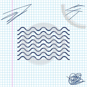 Waves line sketch icon isolated on white background. Vector Illustration.