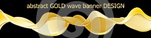 Waves of liquid gold on a dark background. Abstract gold banner design.