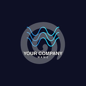 Waves logo, Telecom, Internet, Music, Frequency, Echoes, Lines waves, Tech wave