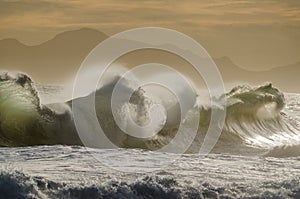 Waves making weird and wonderful shapes. photo