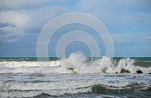 waves on the Mediterranean Sea of Cyprus during a storm 13