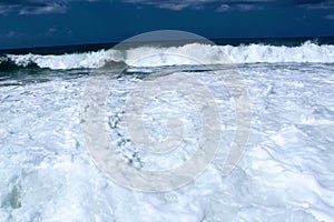 Waves of the Mediterranean Sea are rolling ashore Alanya, Turkey