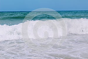 Waves of the Mediterranean Sea are rolling ashore Alanya, Turkey