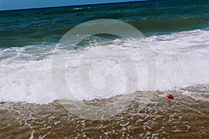 Waves of the Mediterranean Sea are rolling ashore Alanya, Turkey