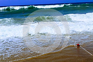 Waves of the Mediterranean Sea are rolling ashore Alanya, Turkey