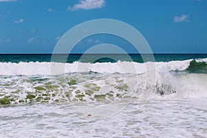 Waves of the Mediterranean Sea are rolling ashore Alanya, Turkey