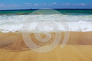 Waves of the Mediterranean Sea are rolling ashore Alanya, Turkey