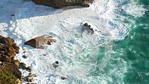 Waves ocean cliffs rocks