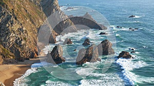 Waves ocean cliffs rocks