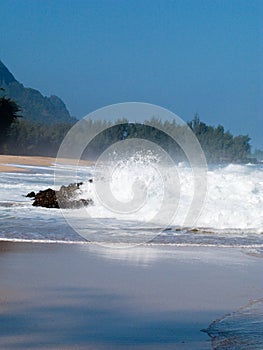 Waves over rocks on Lumahai