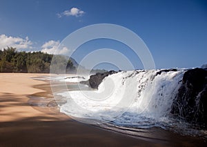 Waves over rocks on Lumahai