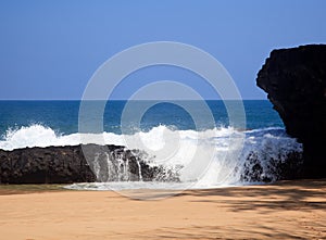 Waves over rocks on Lumahai