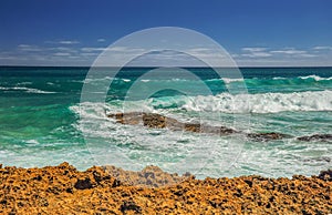 Waves on the Pacific coast. The journey to Australia.