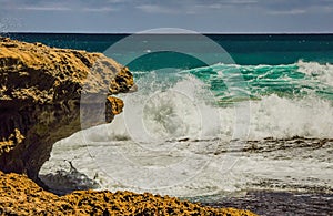 Waves on the Pacific coast. The journey to Australia.