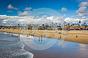 Waves in the Pacific Ocean and view of the beach