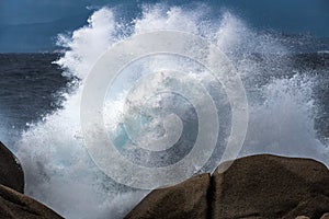 Waves Pounding the Coastline at Capo Testa