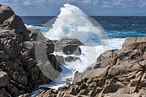 Waves pounding the coastline at Capo Testa Sardinia