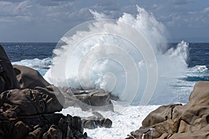 Waves pounding the coastline at Capo Testa Sardinia