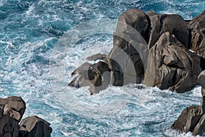 Waves pounding the coastline at Capo Testa Sardinia