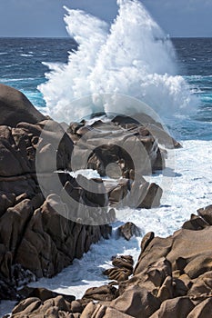 Waves pounding the coastline at Capo Testa Sardinia