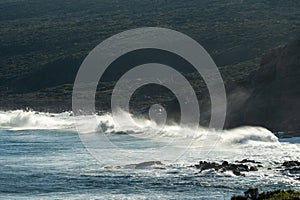 Waves pounding into rocky coast near Canal Rocks
