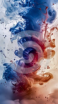 Waves Of Red, White, And Blue Paint Undulating With Energetic Motion Against A Pale Background