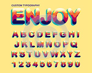 Waves Retro Colorful Typography Design photo