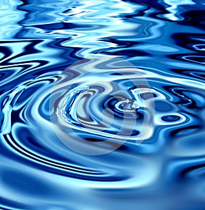 Waves, ripple and blue with water drop pattern with mockup for 3d, digital and texture. Environment, reflection and