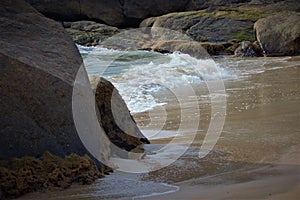 Waves on the rocks ashore