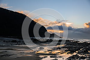 Waves and Rocks at Beach at Sunrise