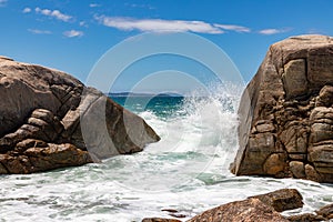 Waves and rocks in Quatro Ilhas beach