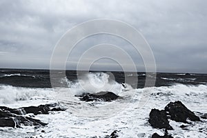 Waves and Rocks at Stormy Beach, Tasmania