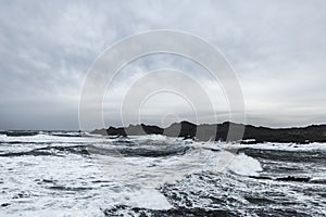 Waves and Rocks at Stormy Beach, Tasmania