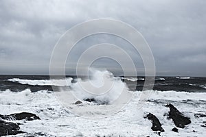 Waves and Rocks at Stormy Beach, Tasmania