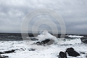 Waves and Rocks at Stormy Beach, Tasmania