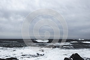 Waves and Rocks at Stormy Beach, Tasmania