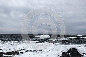 Waves and Rocks at Stormy Beach, Tasmania