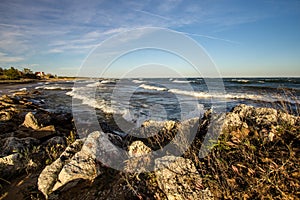 Waves On The Rocky Sea Coast Of Lake Superior