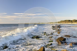 Waves on rocky shoreline