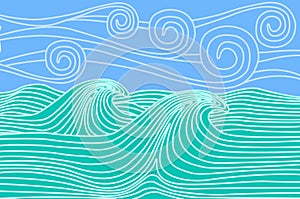 Waves of the sea, art