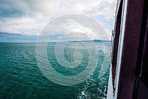 Waves on sea behind the ship